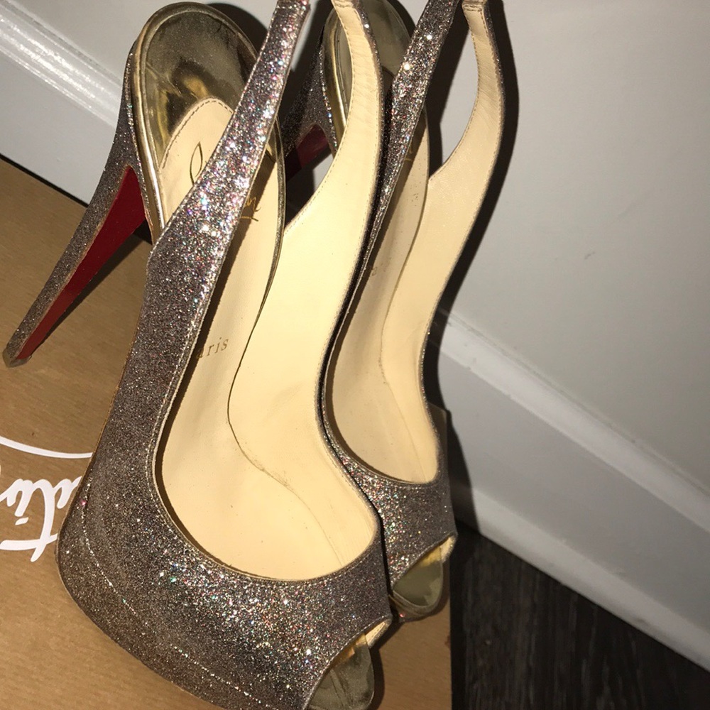 Authentic Christian Louboutin Glitter Slingbacks